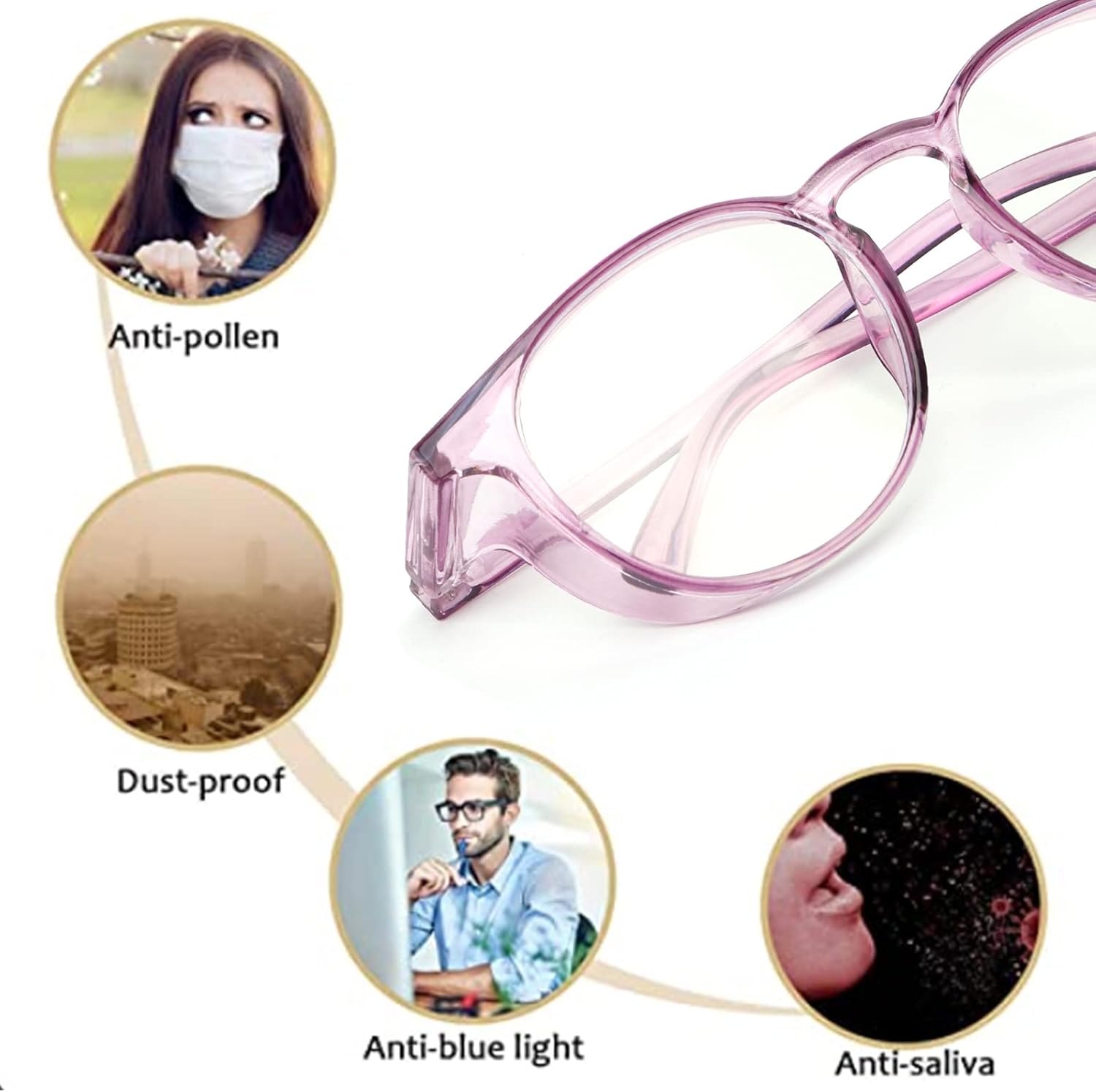 Outray 2 Pack Blue Light Reading Glasses Bifocal Safety Glasses with Readers Side Shields Anti-Saliva for Women Men - Image 5