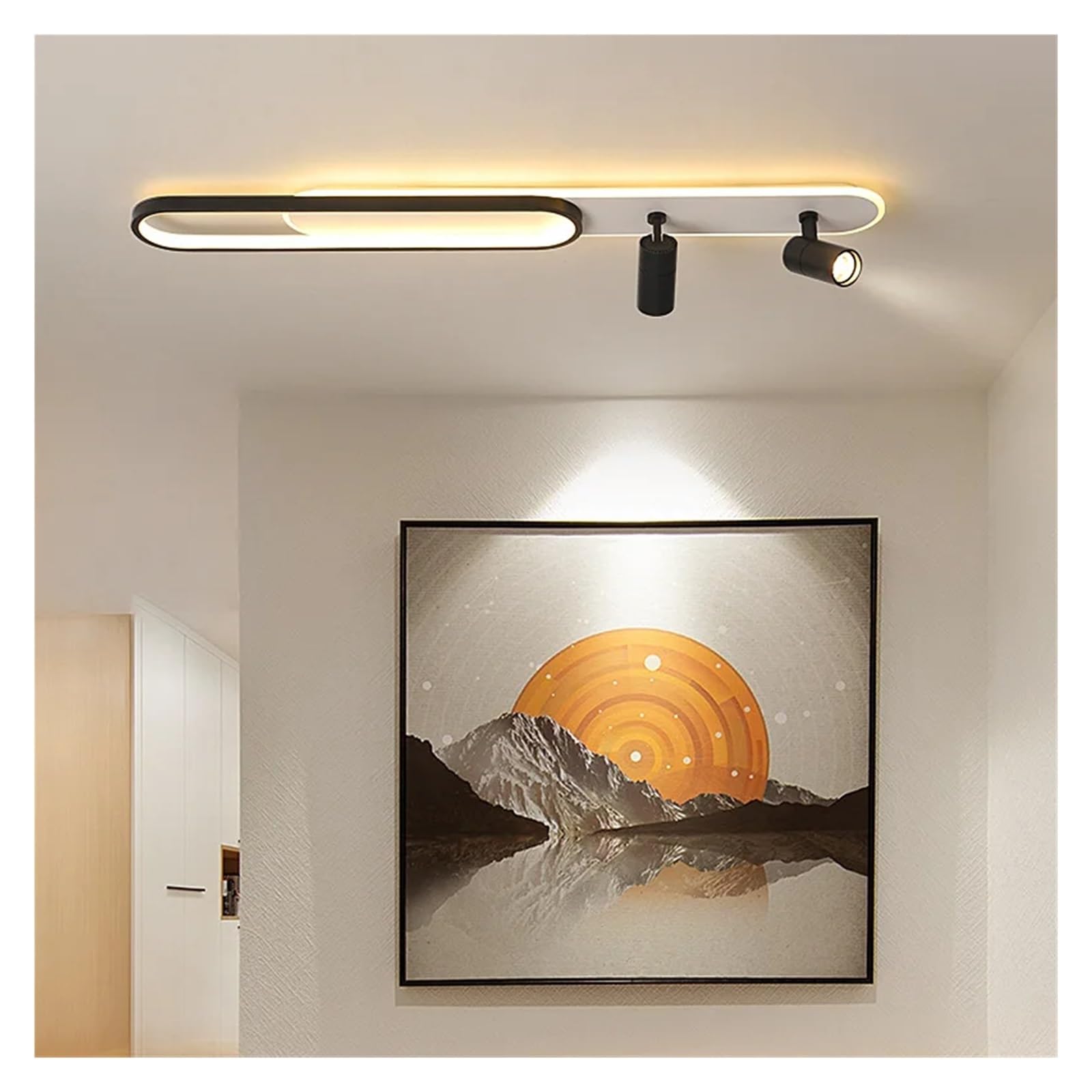 Nowoczesne lampy sufitowe LED z reflektorem do korytarza, kompatybilne z salonem, garderobą, dekoracja domu, oświetlenie LED, żyrandole-złoty-L100 cm