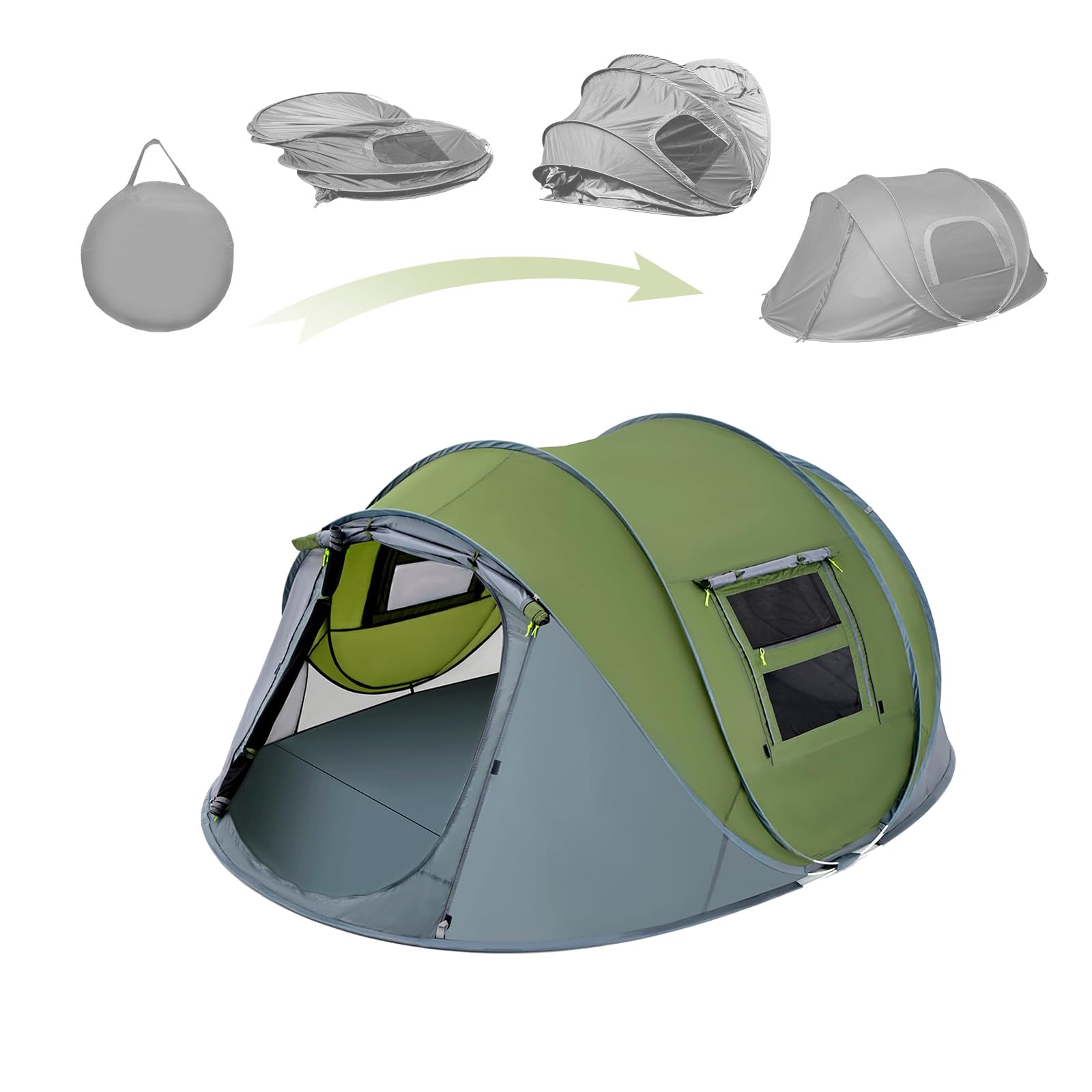 Raoaoto Pop-Up Outdoor Tent for 2-4 People: 3-Second Setup, Waterproof & Sunproof, Ideal for Desert Camping & Beach, 45% Smaller car Tent Camping