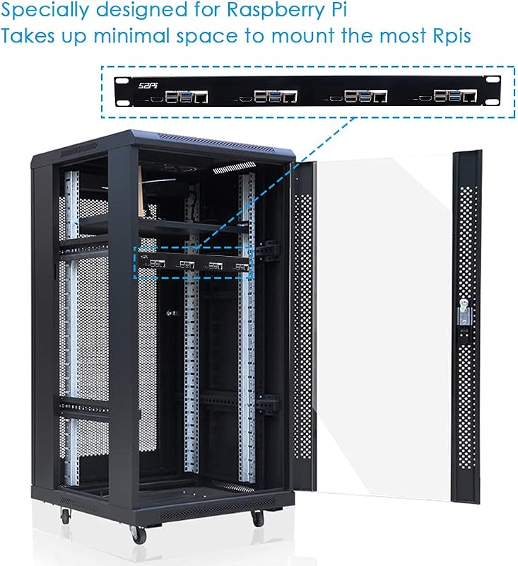 GeeekPi 1U Rack Mount Raspberry Pi 4B hűtéssel, HDMI adapterrel és kártyaolvasóval