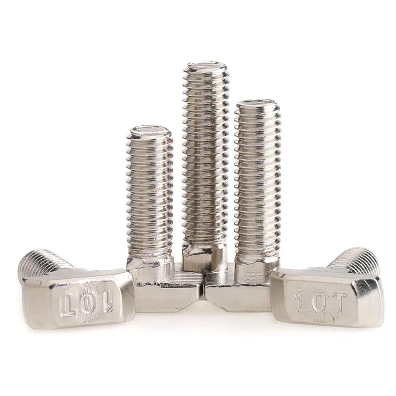Zestaw śrub i nakrętek do rowków T, Stalowe śruby z łbem młotkowym M5 M6 M8 T Złącze aluminiowe 10 szt. 10-45 mm 20-45 profili(4545-M8-30mm)