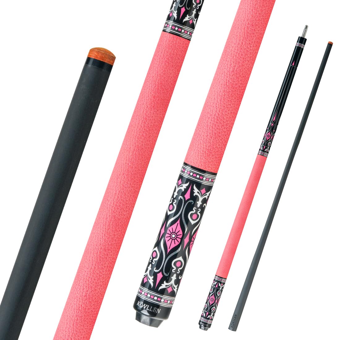 KONLLENPool Cue Stick Low Deflection Billiards Cue Stick Young Fashionable 58" Professional Pool Table Sticks Gifts for Adults -12.5mm Tip, 3/8 * 8Joint, Weight 19OZ