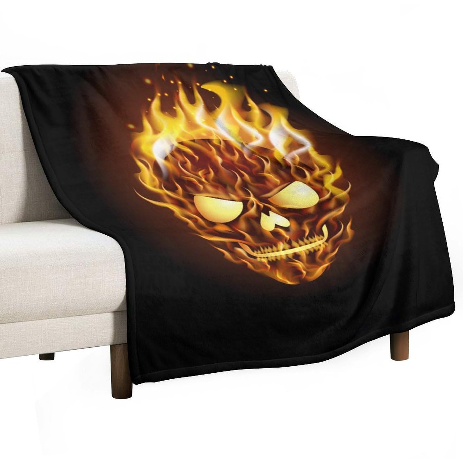 MHYRAC Flannel Blanket, Skull with Flame Throw Blanket for Couch Sofa Bed Office, Soft And Comfortable Without Pilling