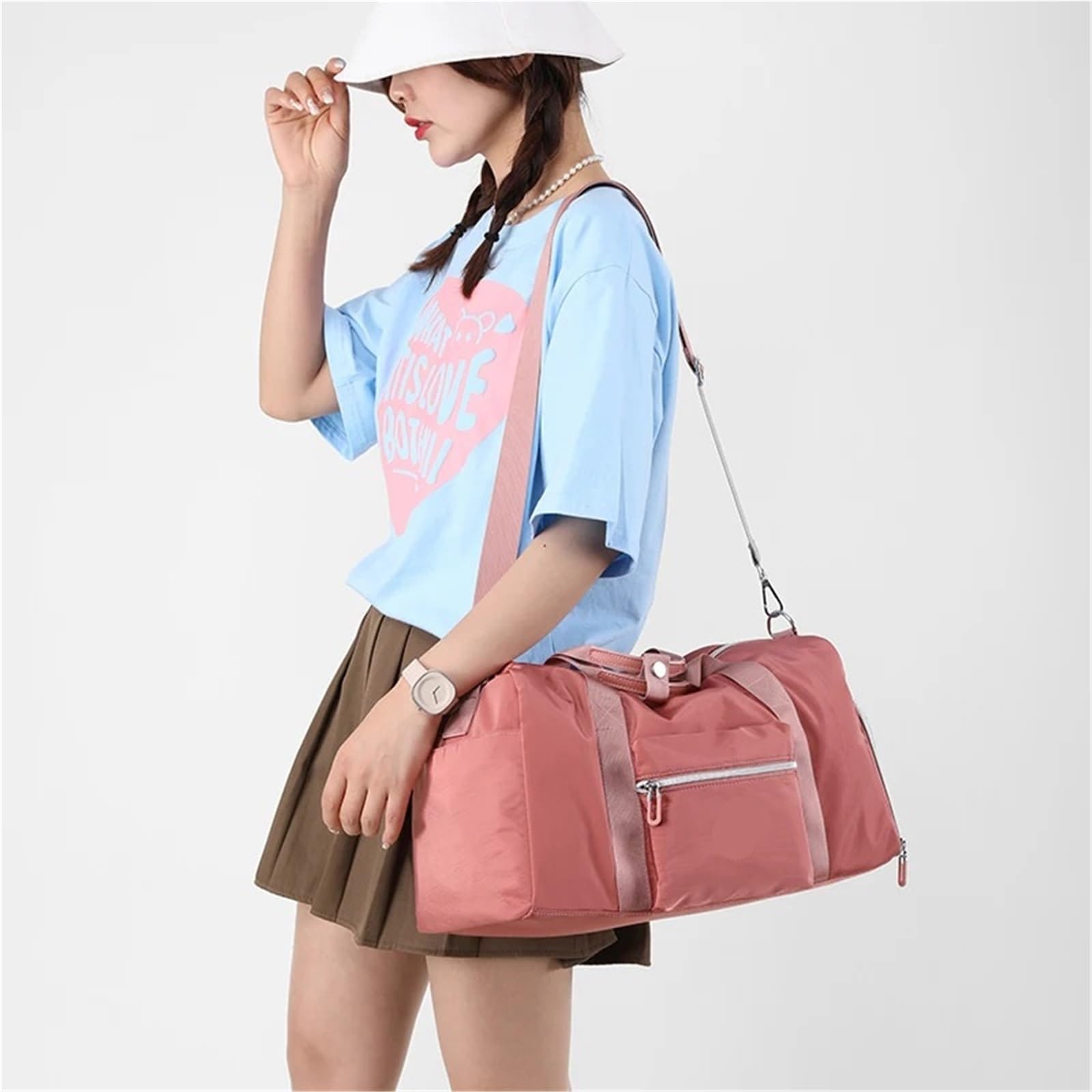 Sporttasche Large Women Hand Luggage Travel Handbags Ladies with Shoe Compartmen Crossbody Bag Swimming Shoulder Bag Tote Sports Gym Bag(Gray)