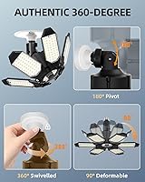 Vista 4 de Adiding - Luz LED de garaje giratoria, iluminación brillante de techo de tienda de sótano, accesorio de bahía con 6 paneles ajustables, base