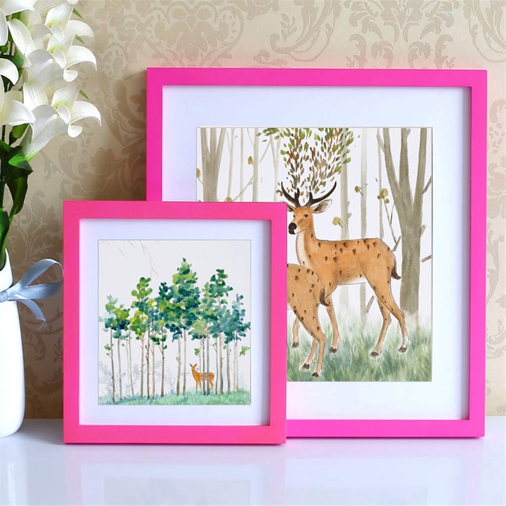 Ommda Marcos de Fotos Cuadrados Madera Certificado Marcos de Fotos con Cristal para Pared Home Decorativo,Rosa,30x30cm