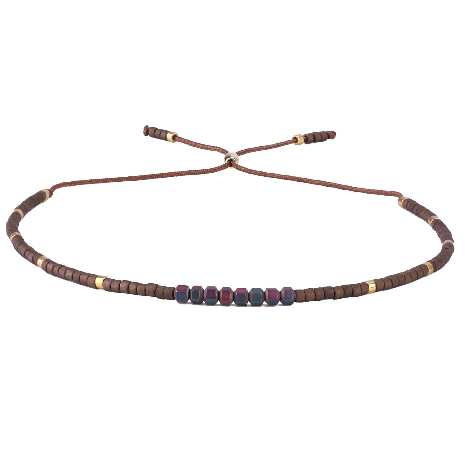 Woven Strand Bracelet Women String Sead Beaded Wax Rope Handmade Braided Adjustable Bracelet Women Gifts Mother's Day Gifts