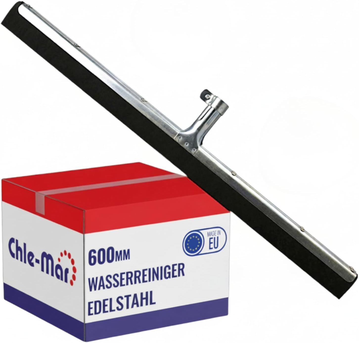 Chle-Mar - Water Squeegee 60 cm | Floor Squeegee with Foam Rubber | Squeegee Floor for Tiles, Garage & Industry | Water Squeegee Rustproof & Ergonomic | Made in EU