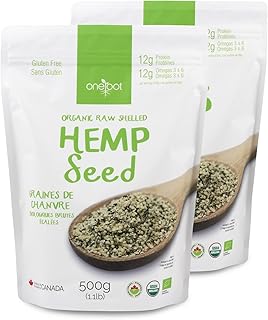 ONEROOT Organic Raw Shelled Hemp Seeds (Hemp Hearts), Non-GMO, Gluten Free, Plant-Based Protein, Omega-3, Omega-6-1kg (2 Pack)