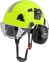 Vista 10 de UNINOVA Casco de protección para los oídos y visera ANSI Z89.1 con ventilación ABS forestal, arborista, árbol, construcción, construcción