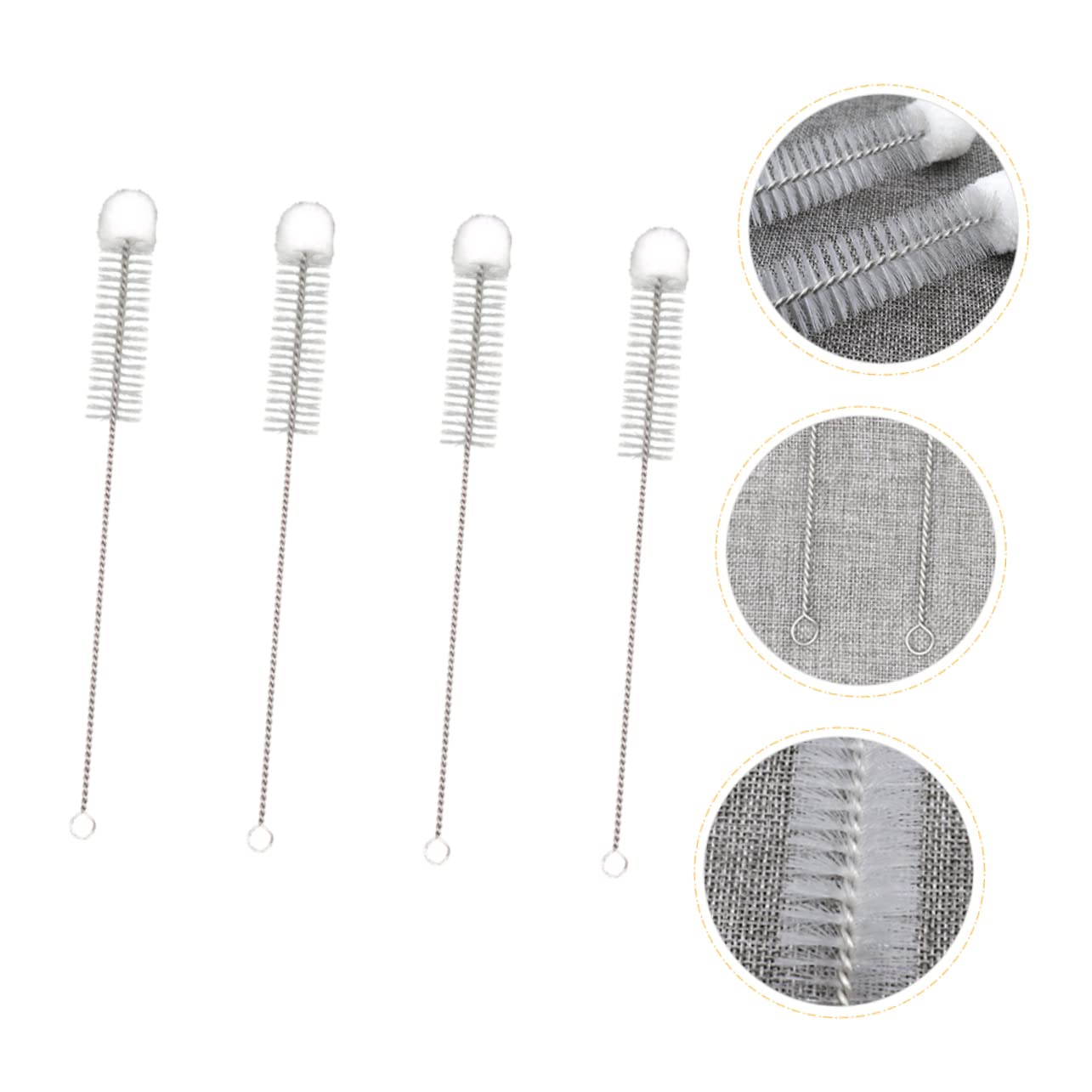 Healeved 4pcs Nylon Cleaning Brush Cylinder Vase Drinking Straw Cleaner Tiny Tubes Cleaner Bristle Cleaner Flask Bottle Straw Brush Pipe Tube Cleaner Brush Cup Cleaner Cotton Ball White