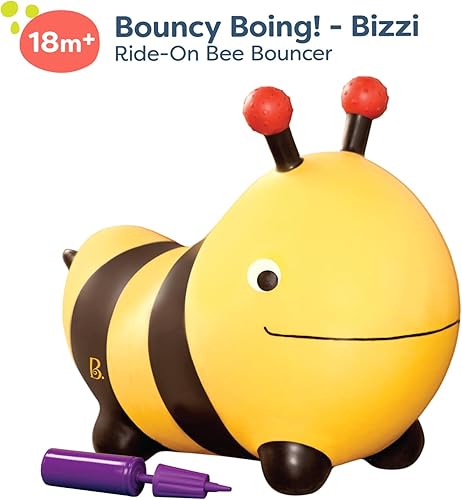 Miniatura 3 de B. toys - Bouncy Boing! - Bizzi- Bouncer- Inflable Bee Bouncer- Ride On- Bomba de aire incluida - Sit & Bounce - 18 meses +