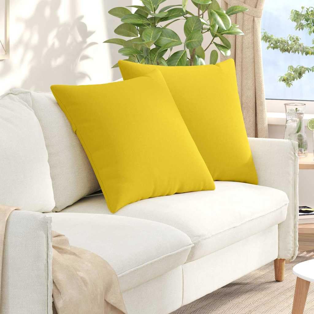 Coussins de canapé haut de gamme 60x60 tissu lisse déhoussable jaune clair