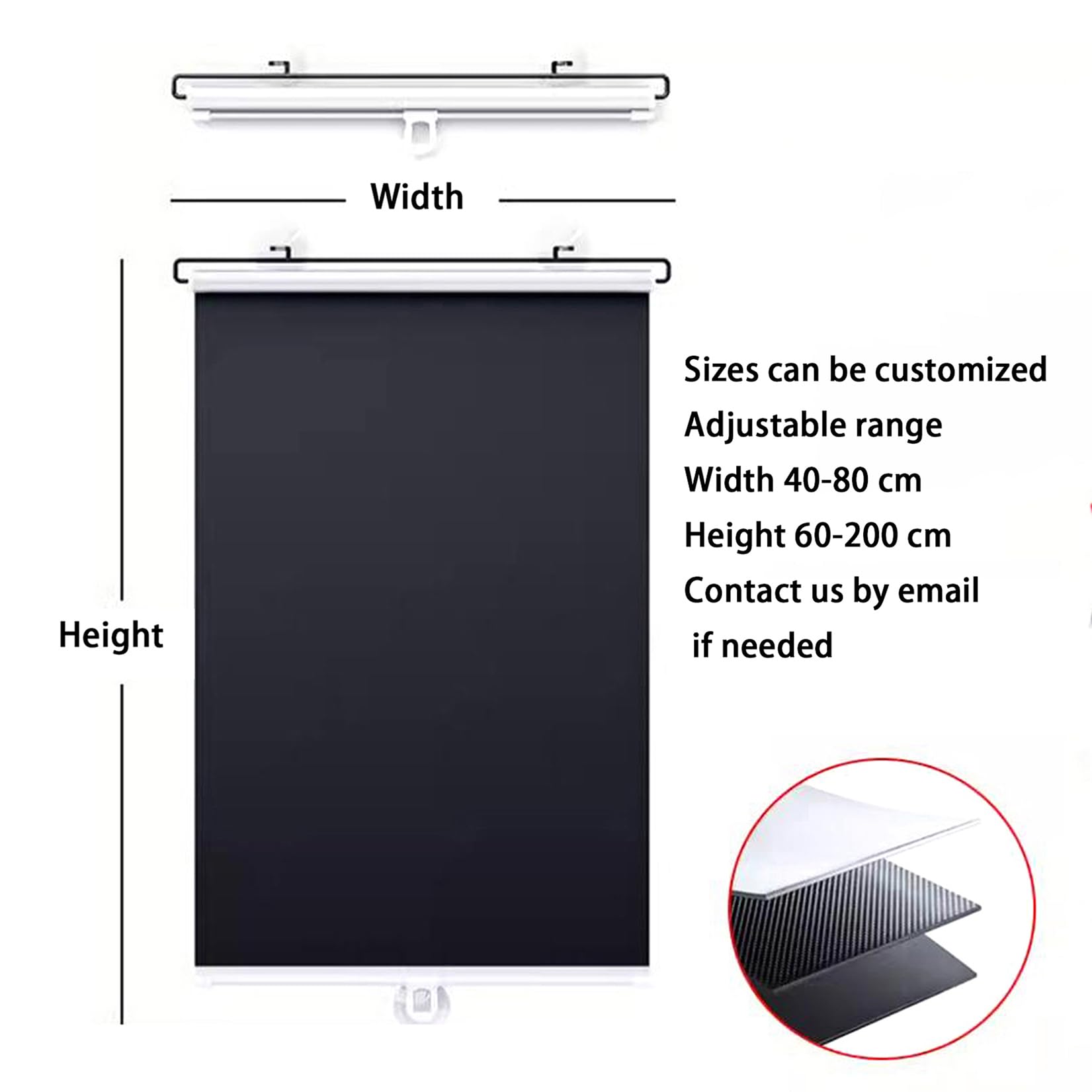 Store enrouleur occultant 80 x 200 cm, isolation thermique sans perçage, rideaux de protection solaire, double face, noir et anthracite, blocage de la lumière ultime pour plus d'intimité et