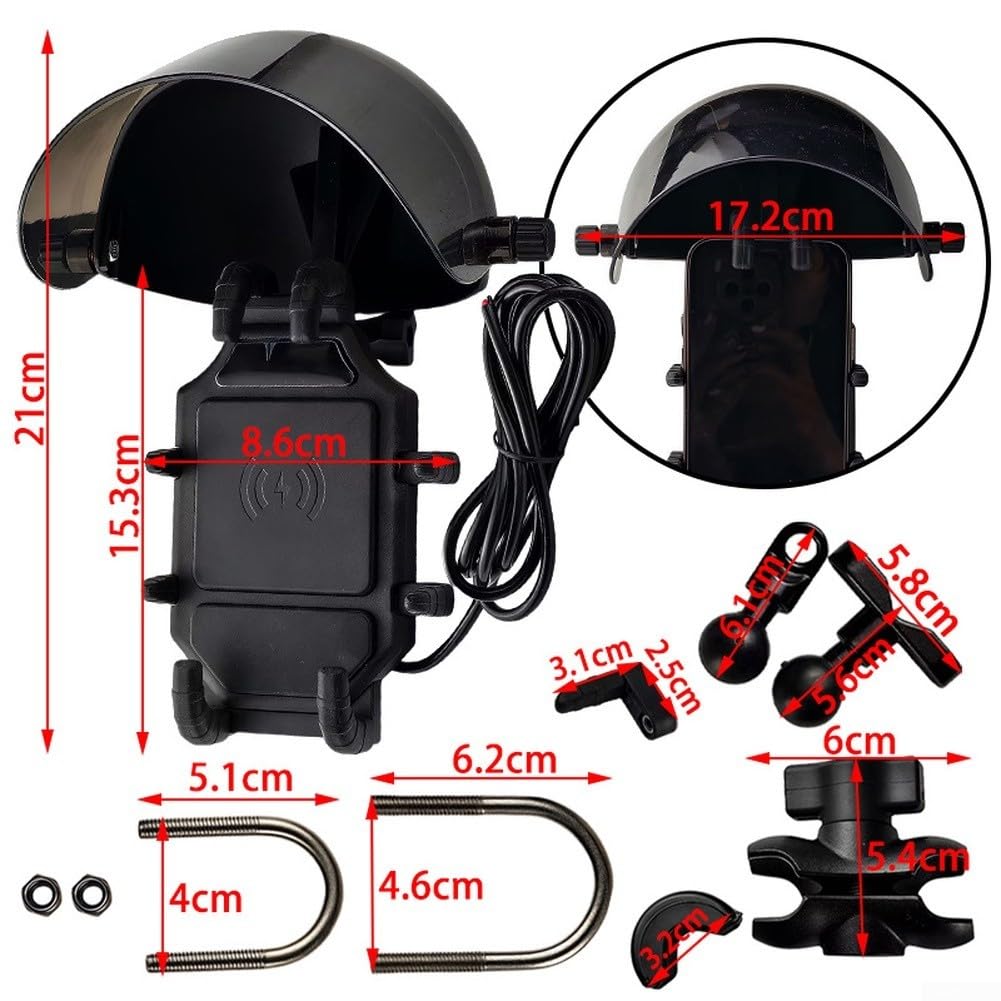 Supporto per telefono da moto, con bracci interni in metallo, impermeabile, per terreni accidentati, vista a 360 gradi