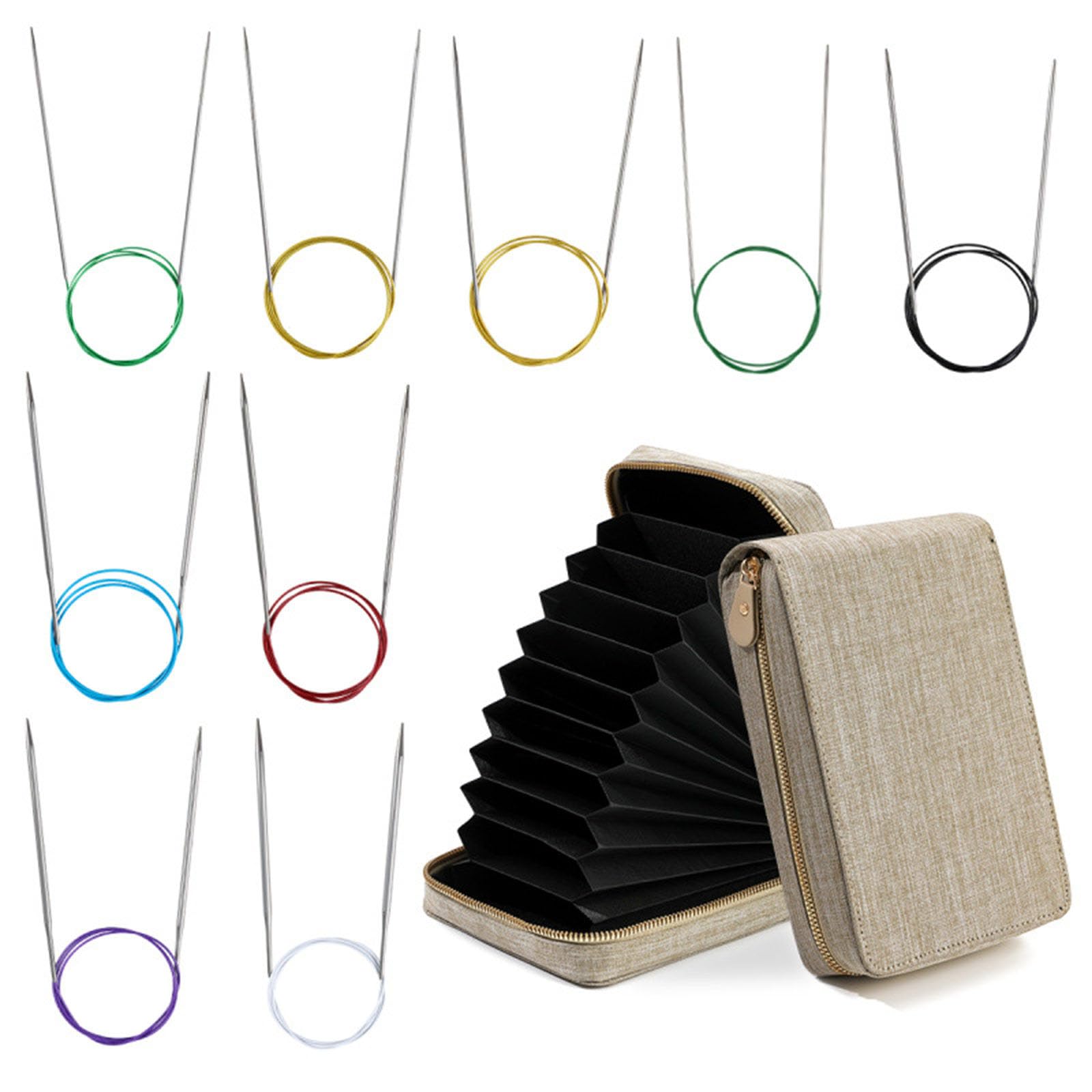 9 Pairs Stainless Steel Circular Knitting Needle with Cable for Sweater Scarves Gloves Blanket Bag Knitting 2.25mm-5.0mm Rustproof Steel Circular Probes