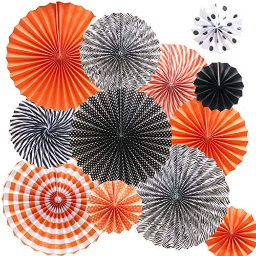 Miniatura 2 de 12 guirnaldas de papel multicolor para colgar en fiestas, fiestas, bodas, cumpleaños, color negro y naranja