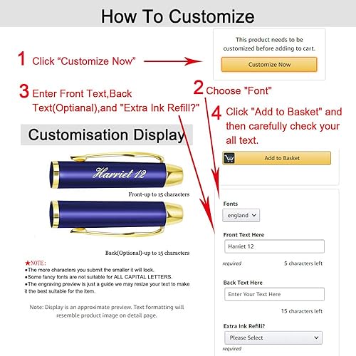 Miniatura 2 de Aolun Bolígrafos personalizados, bolígrafo grabado personalizado, perfecto para cumpleaños, negocios, fiestas con nombre, eslogan o logotipo, tinta