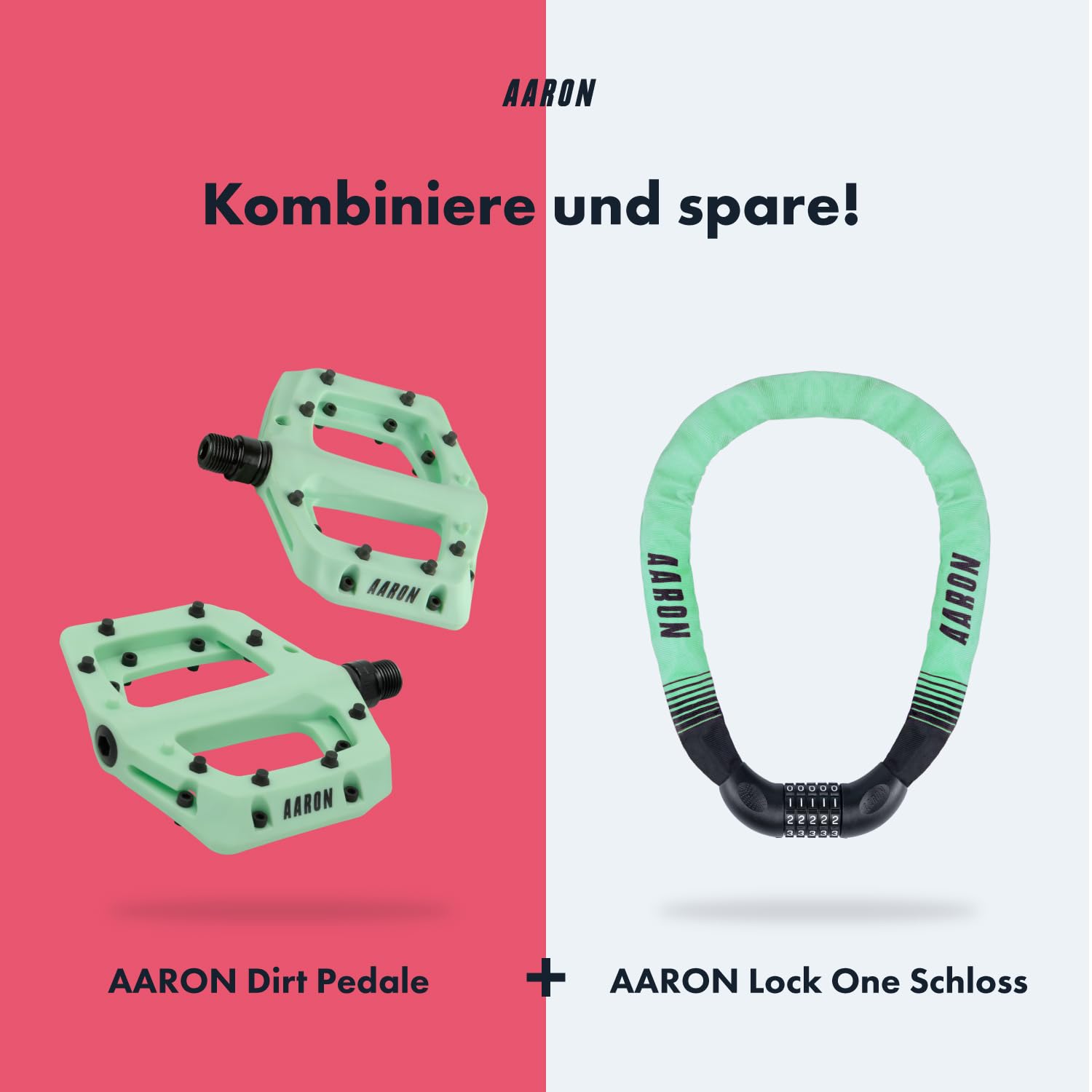 AARON Dirt MTB Pedale aus ultraleichten Nylonfasern mit abgedichtetem Industrie-Kugellager - rutschfest durch 8 austauschbare Pins - Plattform Fahrradpedale für Dirtbike, E-Bike, Downhill, Trekking