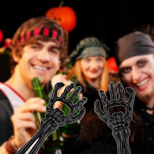 Miniatura 5 de TIHOOD Abrebotellas de bebidas con temática de mano de esqueleto de hierro fundido, abridor de botellas único y divertido abridor de botellas de