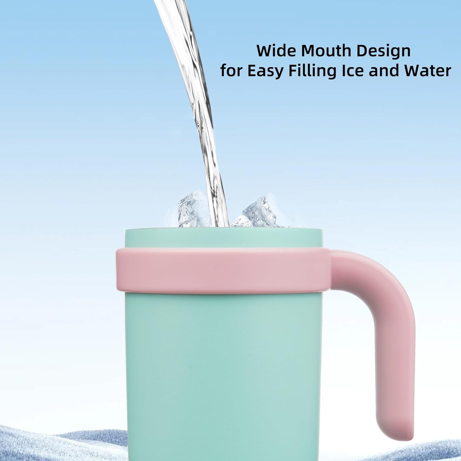 BJPKPK 14 OZ Insulated Travel Tumbler with Handle and Straw, Stainless Steel Water Bottle, Double Wall Vacuum Insulated Mug, for Work, Car, Travel, Guava - Image 6