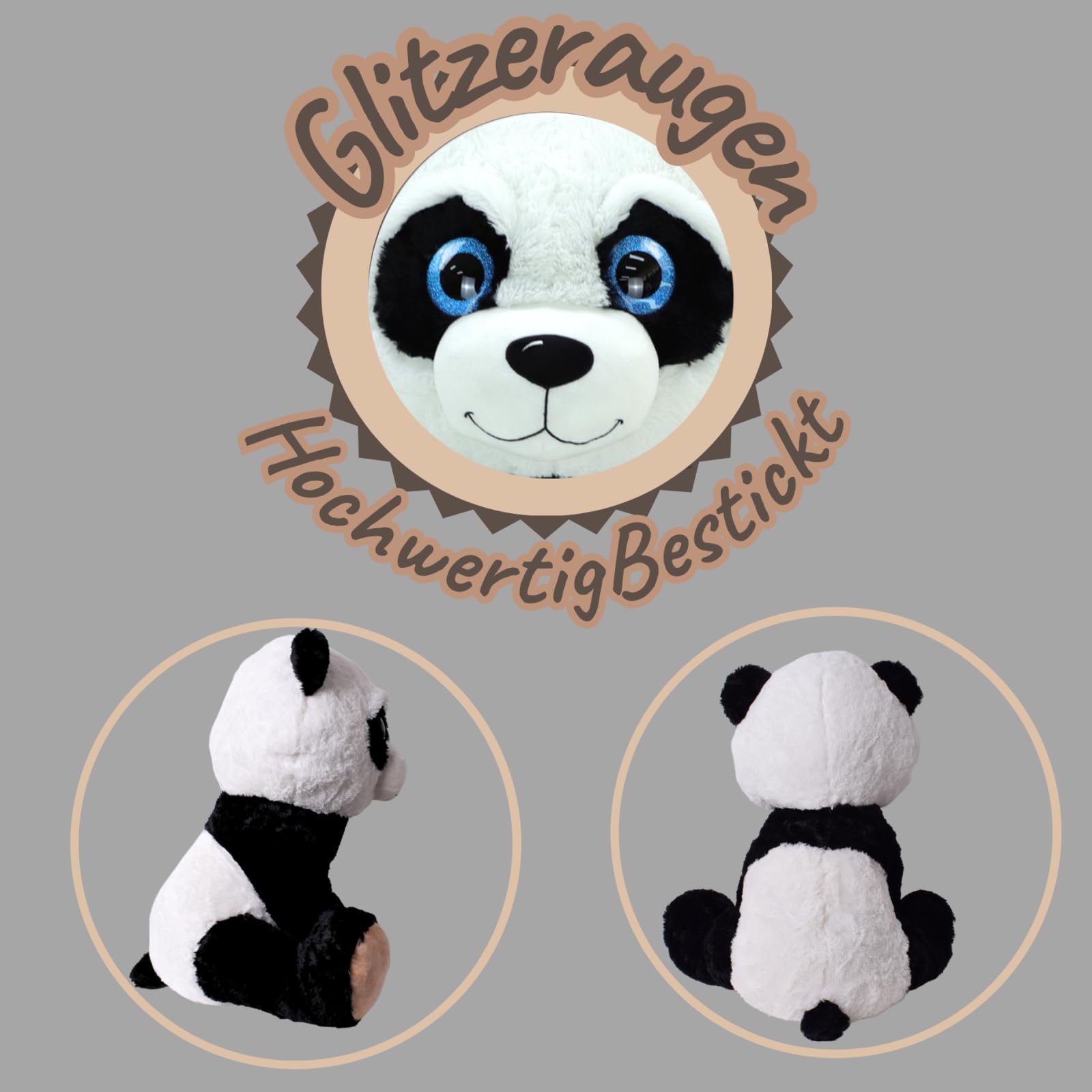 TE-Trend XXL Panda Plüschtier, 75cm groß, Kuscheltier mit funkelnden blauen Augen, weiche Qualität, für liebevolle Umarmungen und als treuer Weggefährte, glückliche Stunden