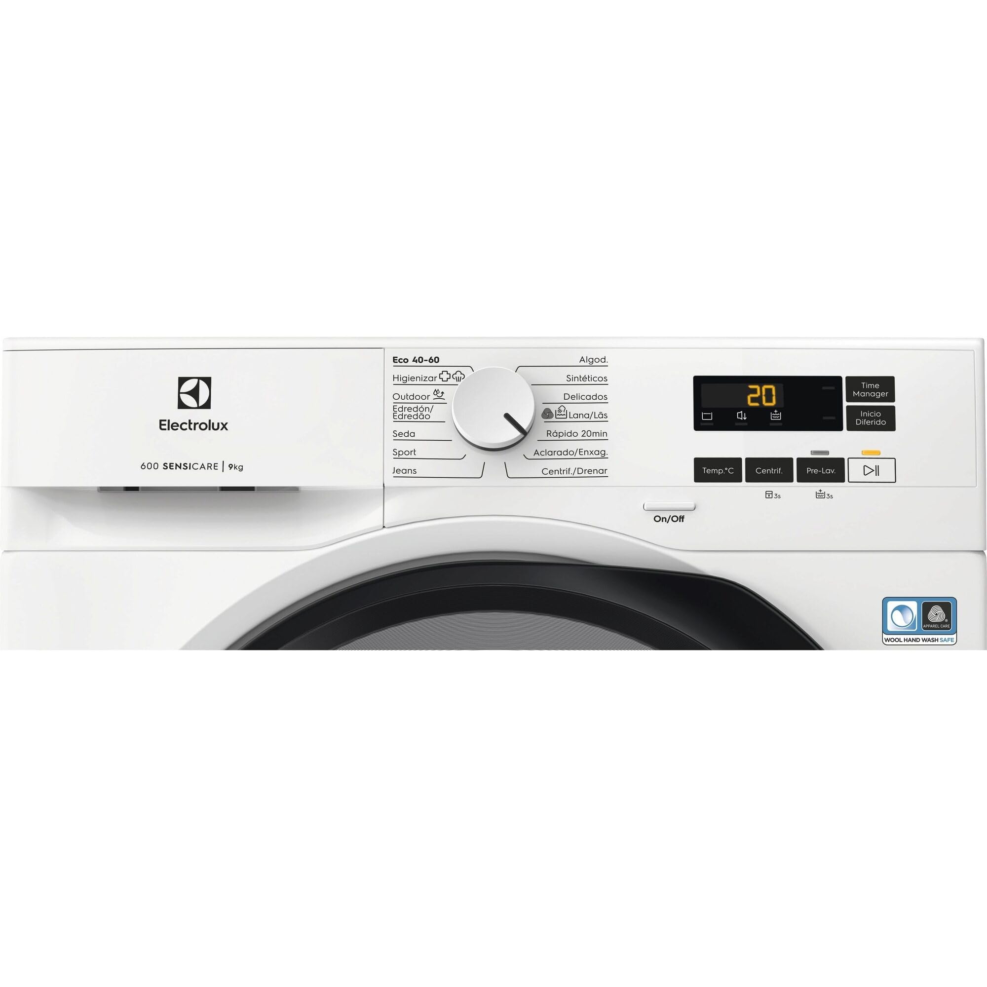 Electrolux EFI6194O2B Lavadora de Carga Frontal 9 Kg, Libre Instalación, Función SensiCare, Motor Inverter, Programa Higiene, Función TimeManager, Clase A