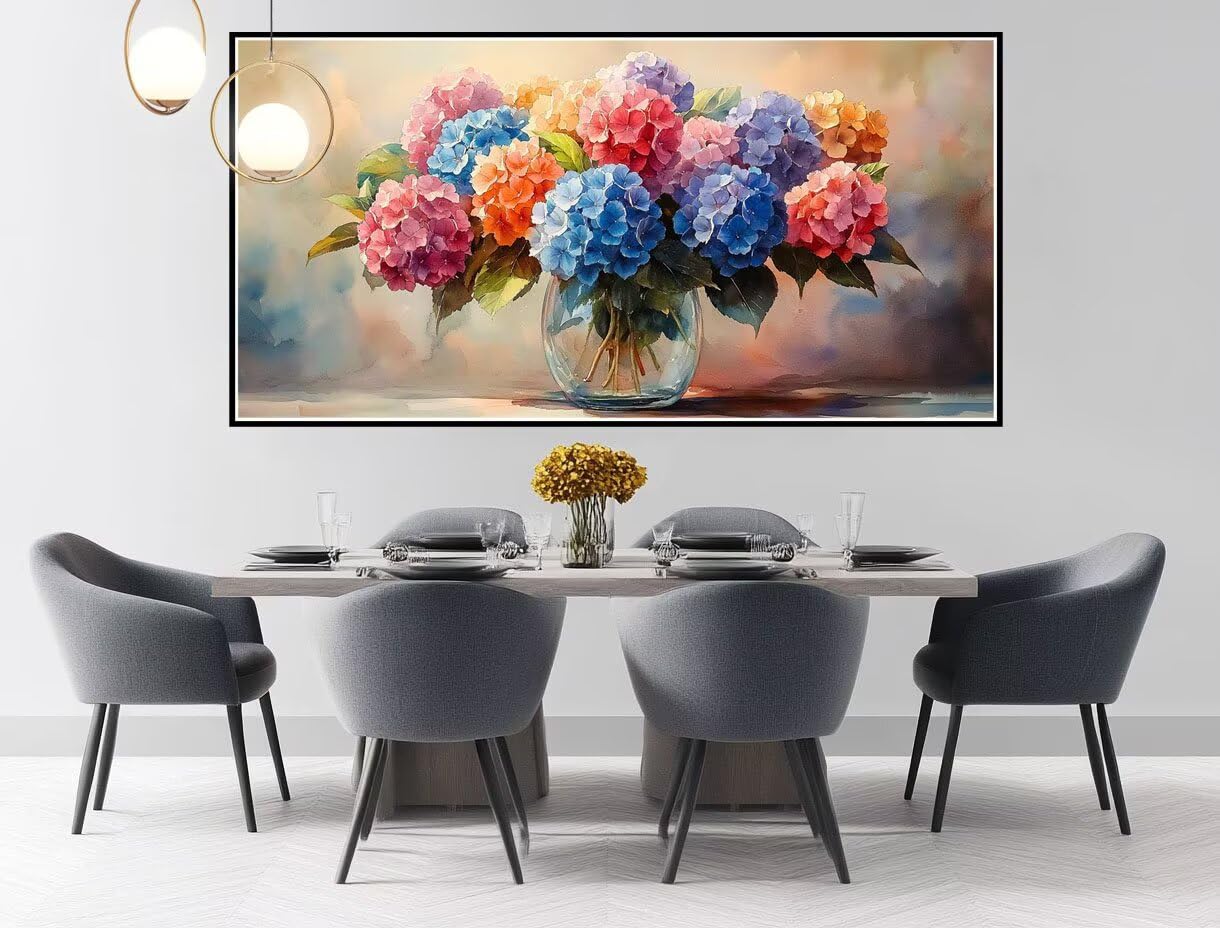 Pintar por Numeros Adultos Crisantemo, Florero Pintar por Numeros DIY Painting by Numbers Kits, con Lienzo Sin Arrugas, Pinceles y Pintura Acrílica para Decoración Pared Sin Marco 50x100cm XD-243