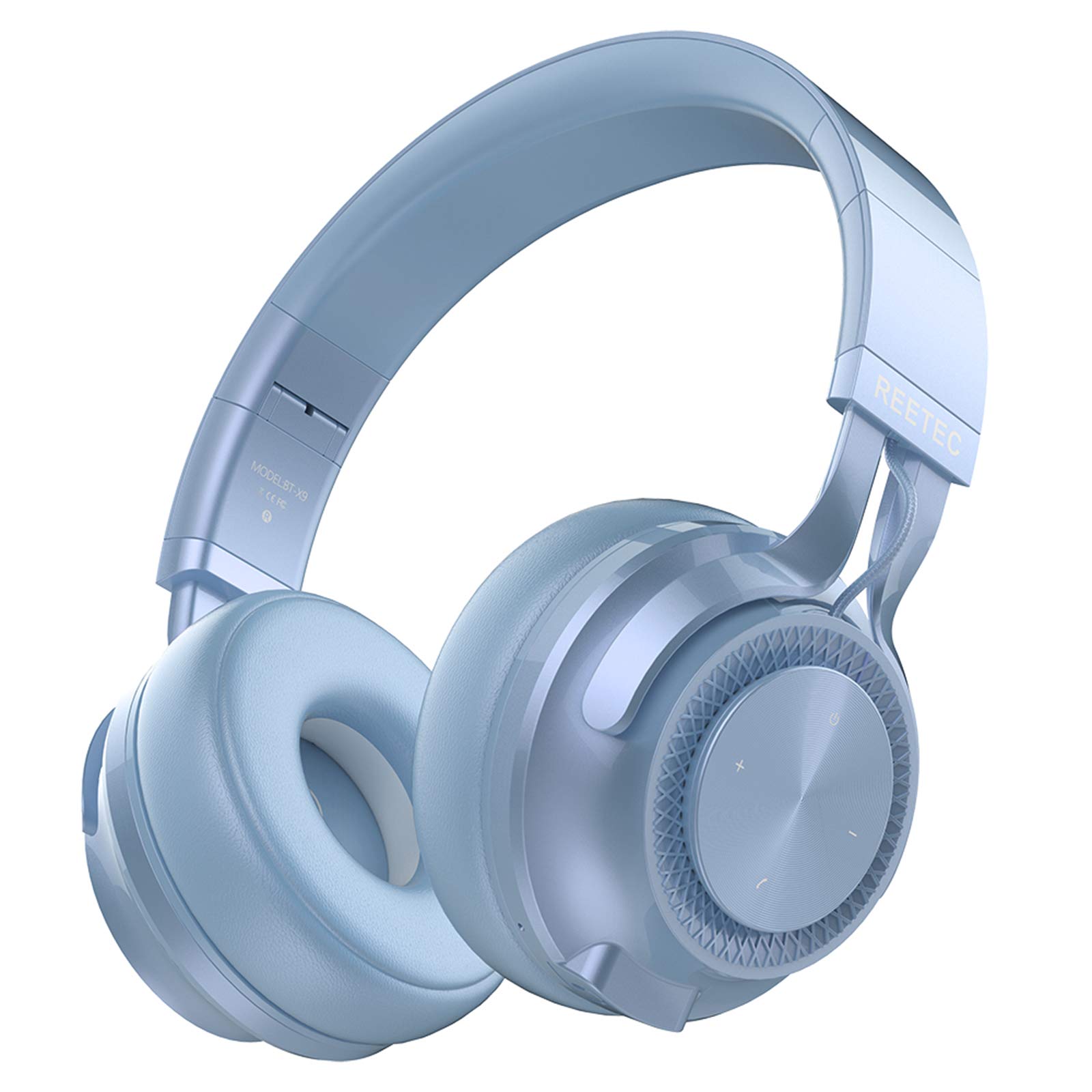 REETECWireless Bluetooth Headphones Over Ear, Bluetooth Headphones with Microphone Foldable HIFI Stereo Wireless & Wired Headset Earphones for Women Girls Travel Work Computer iPhone Android - Blue