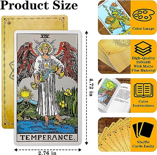 Image of DIANZHU Tarot Card Game Deck, 78 Tarot Cards with Guidebook, Classic, Durable, Unisex, Age 14+