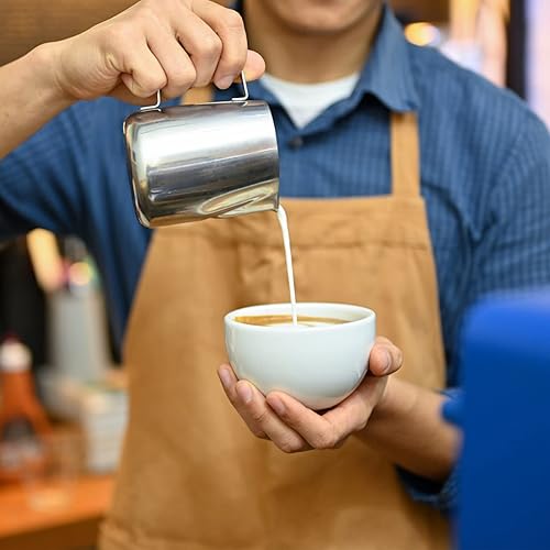 Miniatura 2 de Jarra de espuma de leche, taza de café de acero inoxidable, jarra de espuma de leche con tapa y asa, café con leche de capuchino, arte para el