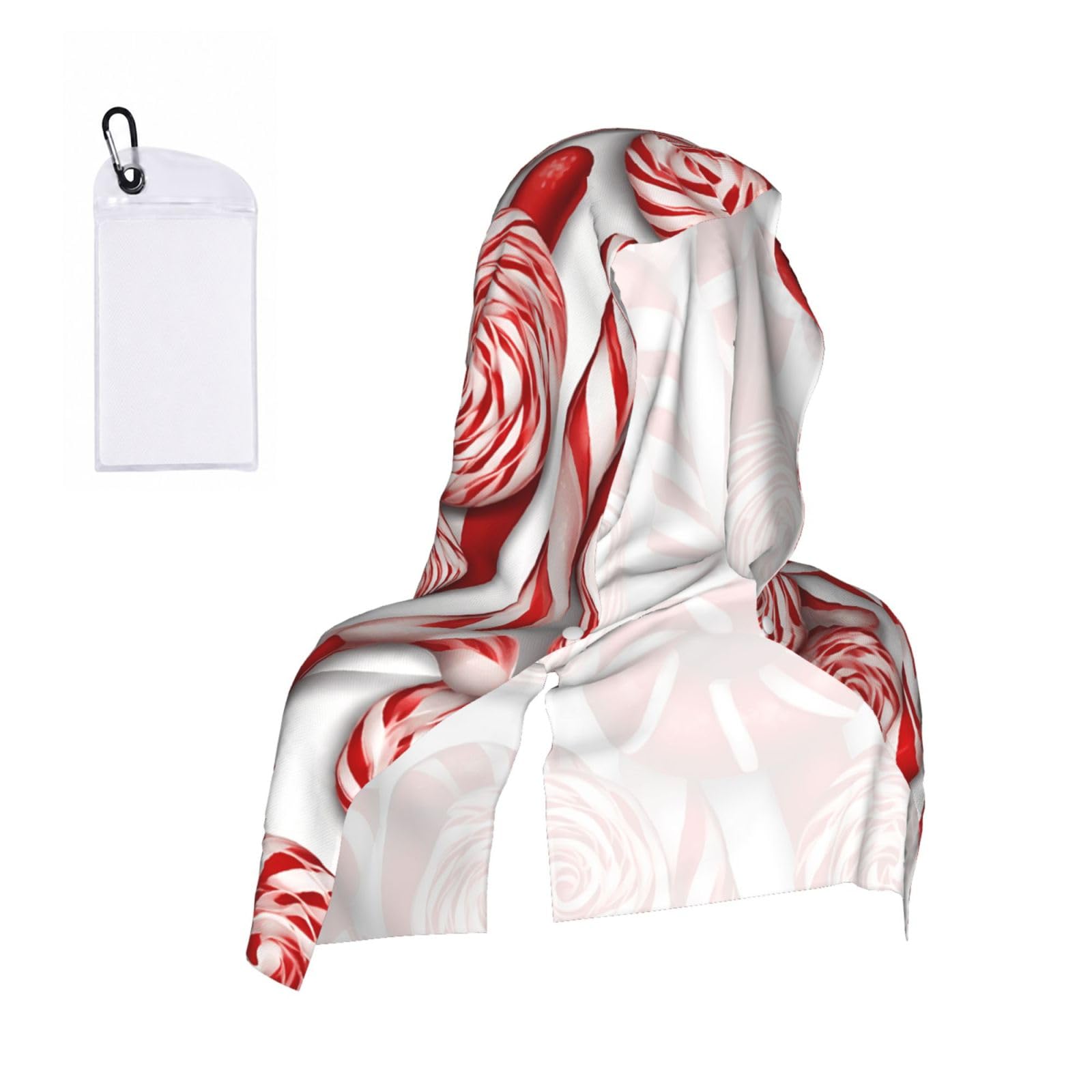 ESNAIUVCD Candy Canes Print Multifunctional Cooling Hoodie Bandana Portable Sweat Absorbing Design For Beach Workouts Exercise Heat Relief Accessories