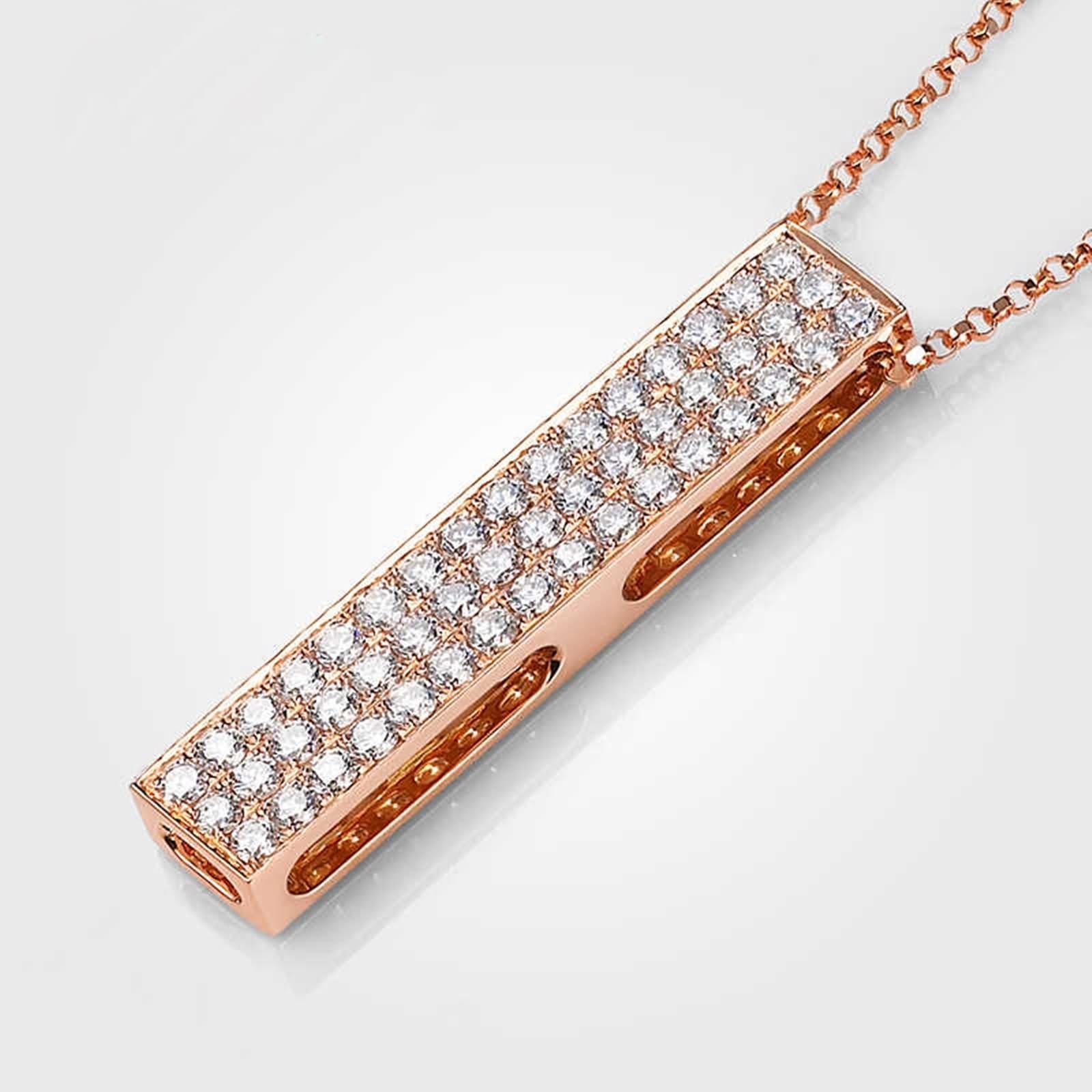 Collar de eslabones de cadena para mujer, collar rectangular con diamante creado en forma redonda, oro rosa de 9 quilates, 14 y 18 quilates