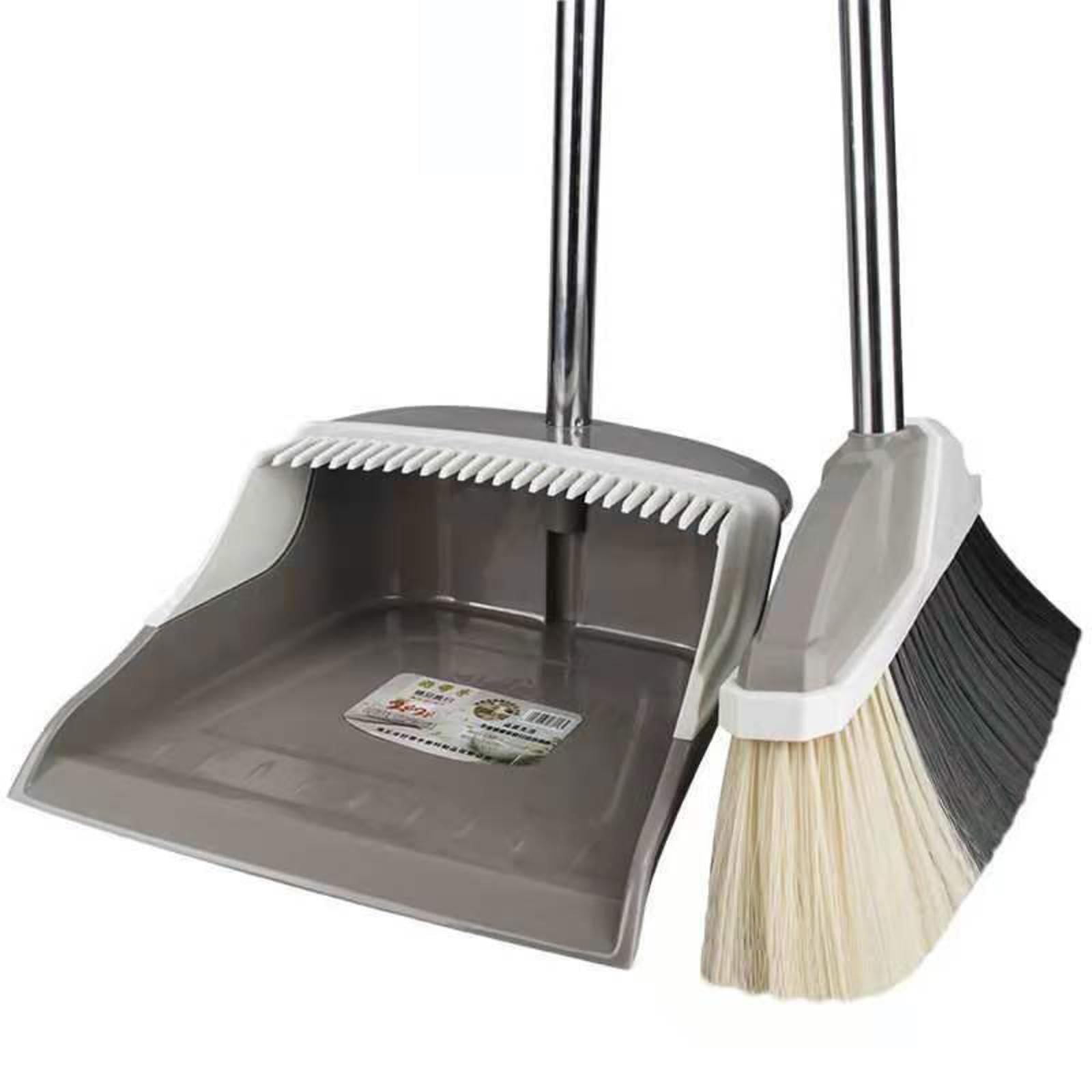 NIBHZ Juego Combinado de Escoba y Recogedor, Escoba + Recogedor, Escoba de Mango Largo, Escoba de Interior, Recogedor, Escoba de Piso para Vestíbulo de Cocina,Grey
