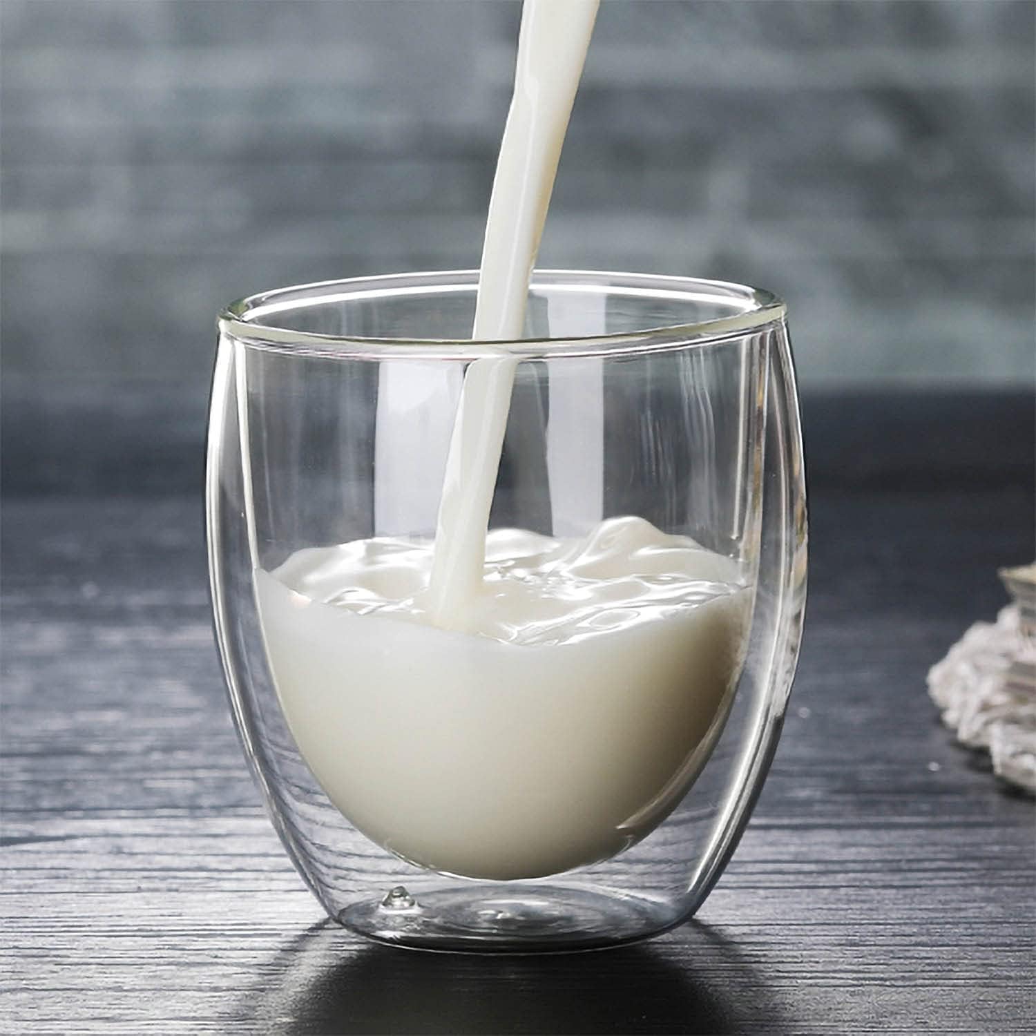 5.5oz Glass Coffee Mugs Set of 2, Double Walled Espresso Cups for Latte Cappuccino Cocoa Milk Cafe Juice, Clear Glass Tea Cup Set Glassware Gift for Christmas Birthday - Image 4