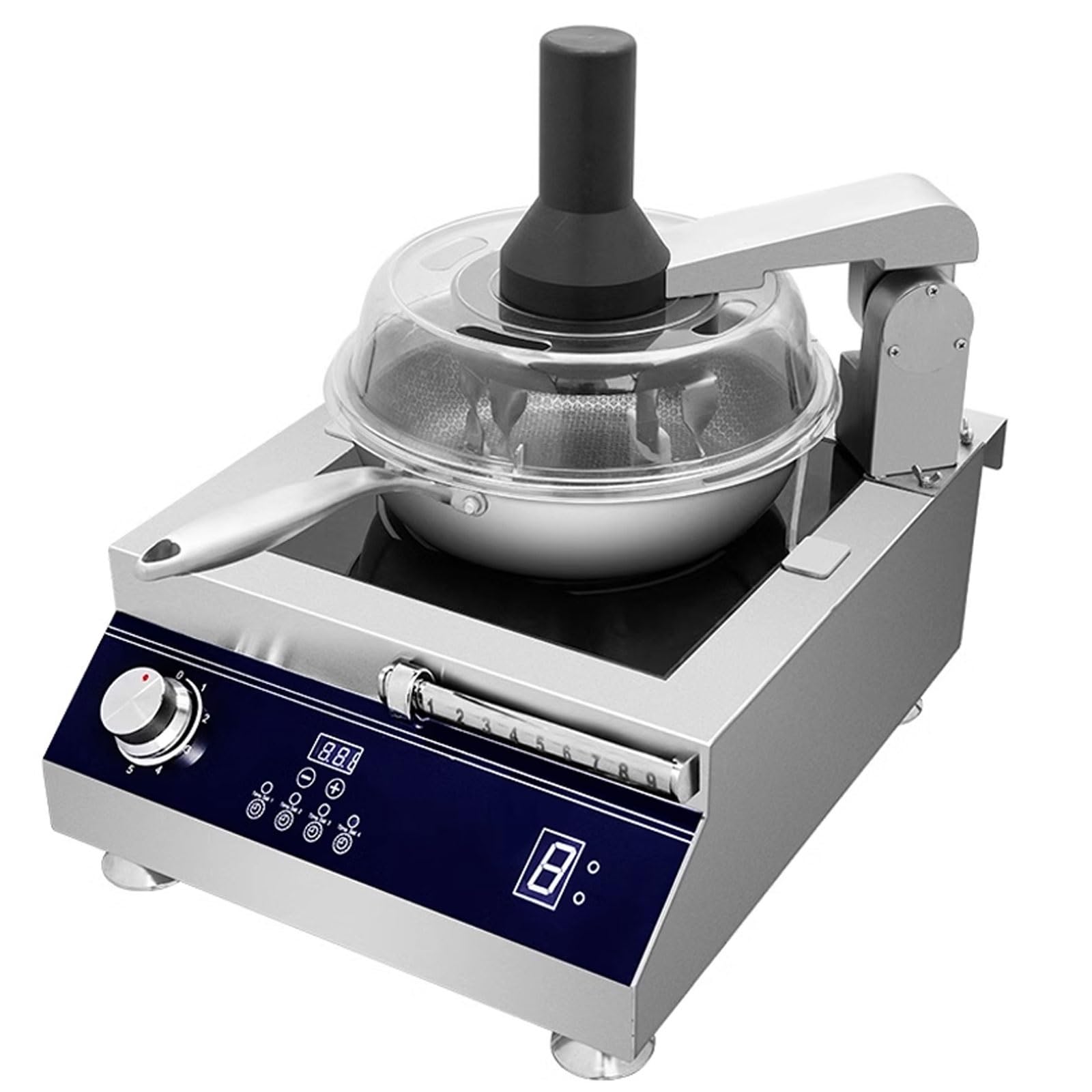 Robot De Cocina Diseño De Tapa Visible Transparente 9 Niveles De Ajuste De Potencia De Fuego Robot Cocina con Pantalla Táctil con Paleta Giratoria, 220v