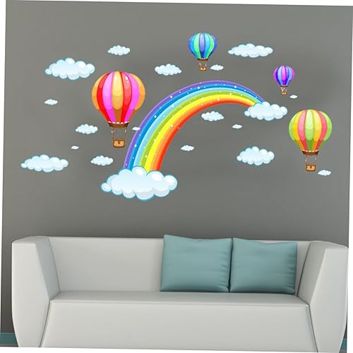 Miniatura 2 de Toyvian Adhesivo decorativo para ventana, diseño de nubes, calcomanías de pared, globo de aire caliente, para habitación de bebé, niña, papel tapiz