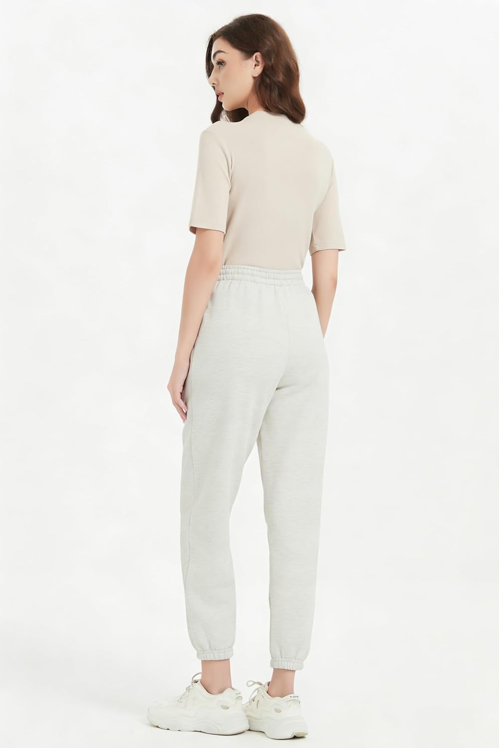 Tronjori Womens High Waisted Pull on Baggy Fleece Lined Sweatpants Fall Winter Athletic Joggers Lounge Trousers Cinch Bottom - Image 4