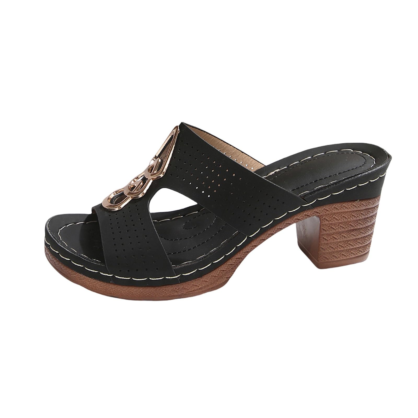 Women's Platform Chunky Heels Low Block Heeled Sandals Open Toe Slides Fashion Wedding Party Dress Casual Summer Mules High Thick Square Slingback