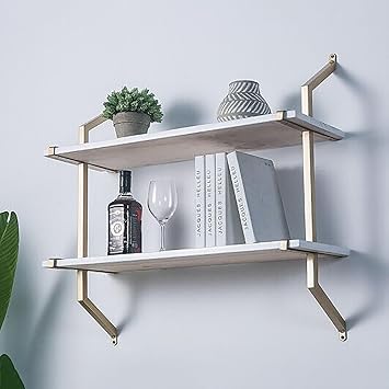 Wall mounted bookshelf display rack,2 or 3 Tier Industrial Metal solid wood Shelving,Floating Wall Shelves for Living Room Kitchen Storage,Bathroom Organizer Bedroom Plants Office Display Rack
