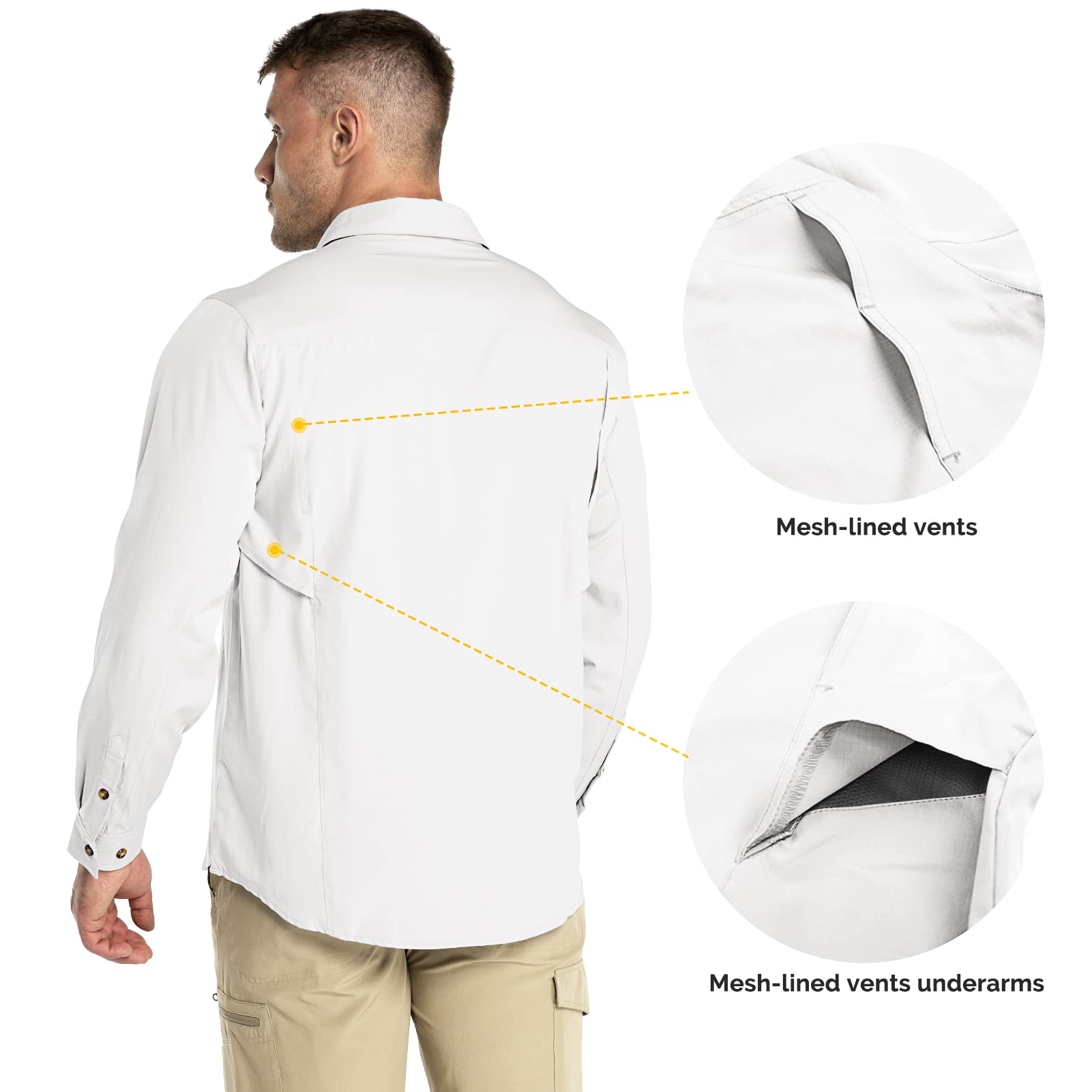 Outdoor Ventures Camicia da uomo per il tempo libero, a maniche lunghe, traspirante, ad asciugatura rapida, da uomo, primavera, estate, protezione UV