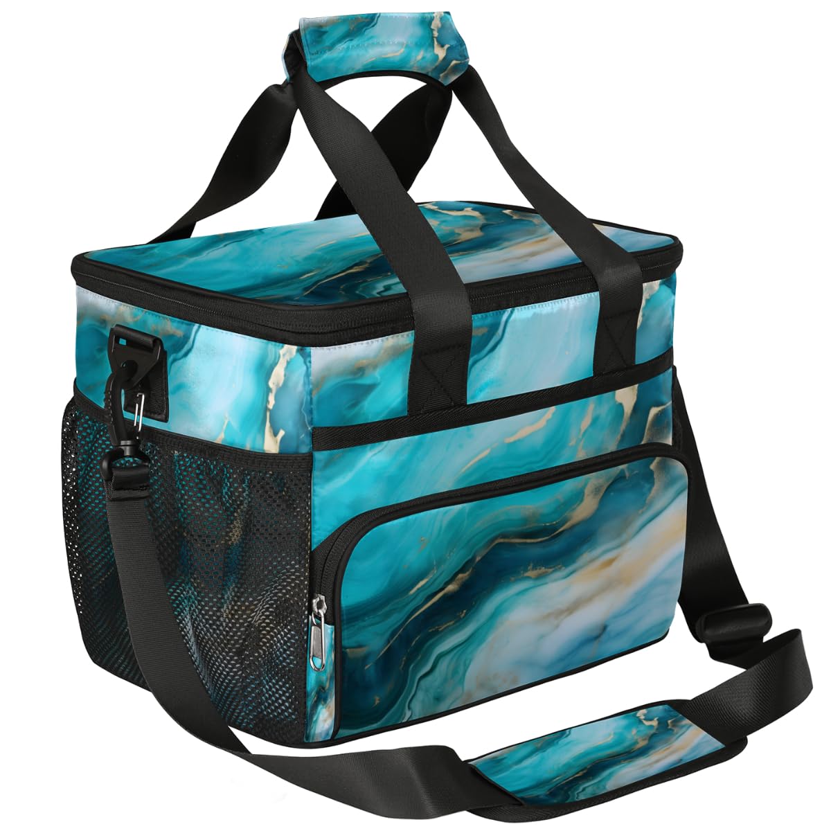 Marble Liquid Texture Insulated Picnic Backpack Lunch Box for Women Men Picnic Basket Tote Lunch Bag Picnic Bag Portable Lunch Bags for Picnic, Beach, Work, Trip,Office, Camp Marbling Pattern