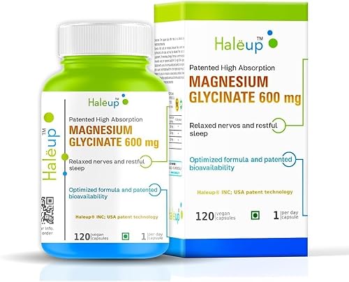 Suplemento de glicinato de magnesio 600 mg para hombres, mujeres  Forma quelatada de alta absorción para músculos saludables, nervios - Vegetal 120