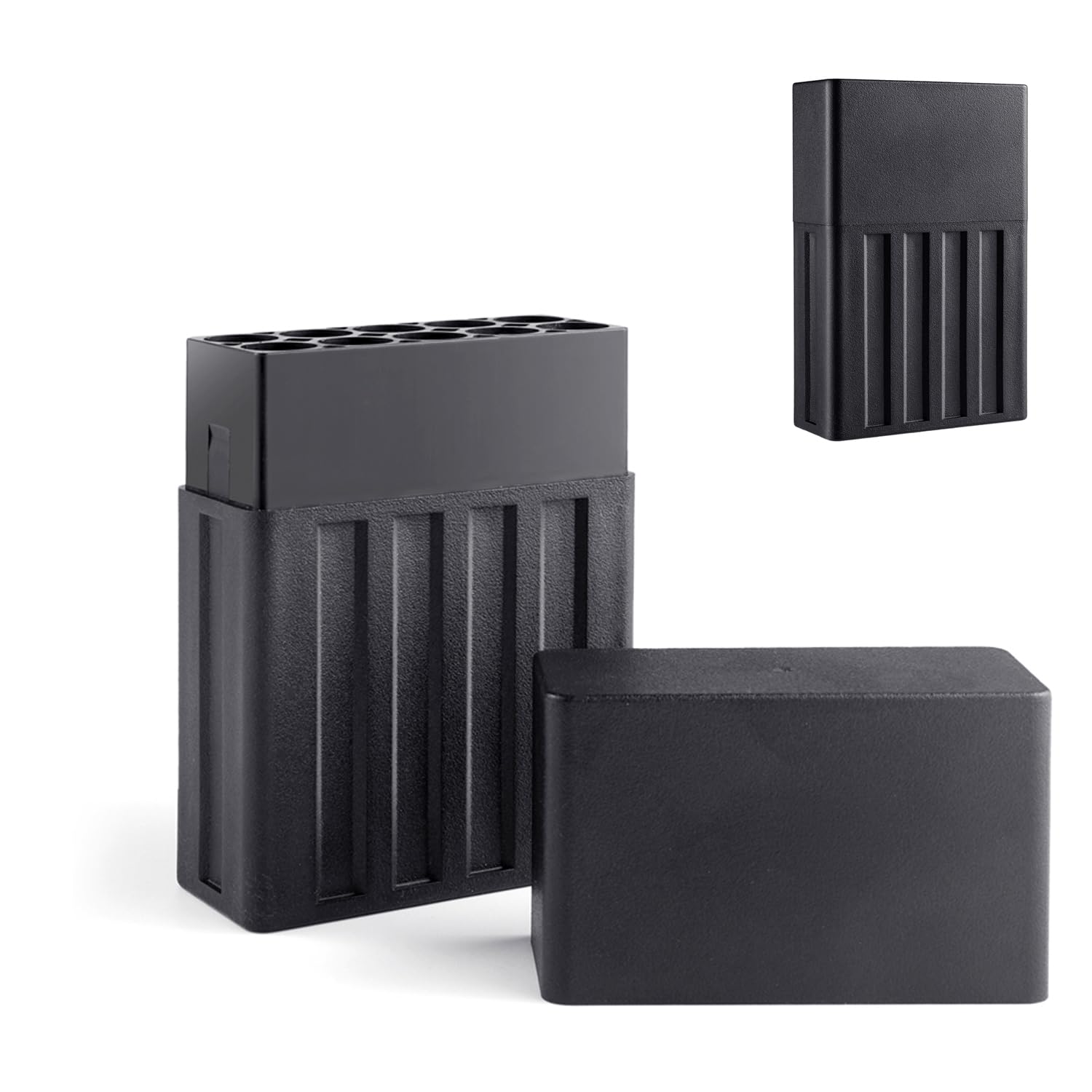2 Pack 10-Hole Cigarette Case - One-Piece Design, Waterproof, Air-Tight Seal, Crush-Resistant | Smoking Accessories for King Size & 1-1/4 Size Pre-Rolled Rolling Papers (Black)