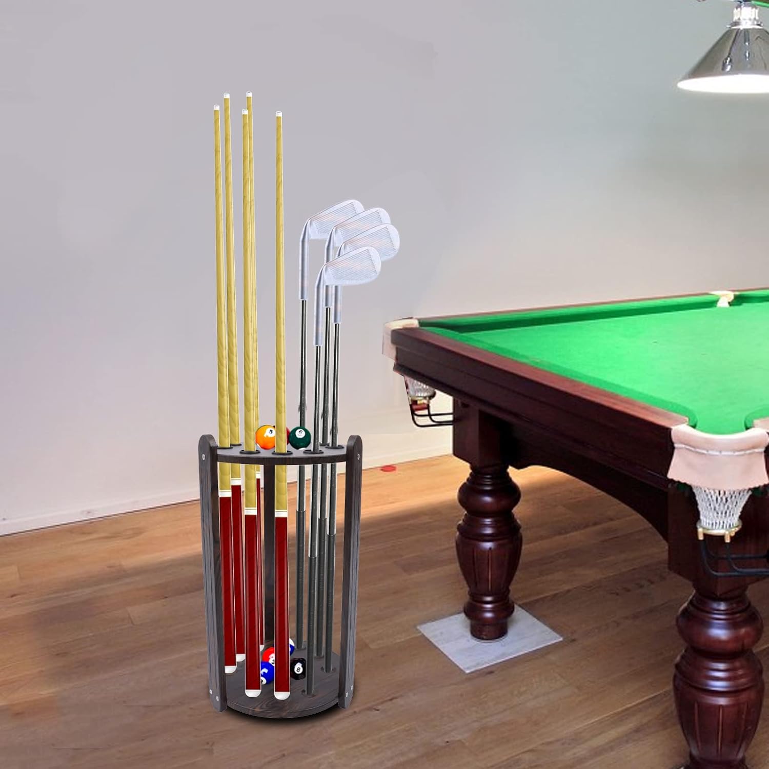 9 HolesWood Billiards Cue Rack Billiards Stick Stand Pool