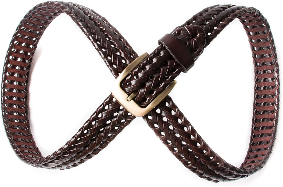 Men Braided Woven Genuine Leather Belt - Image 2