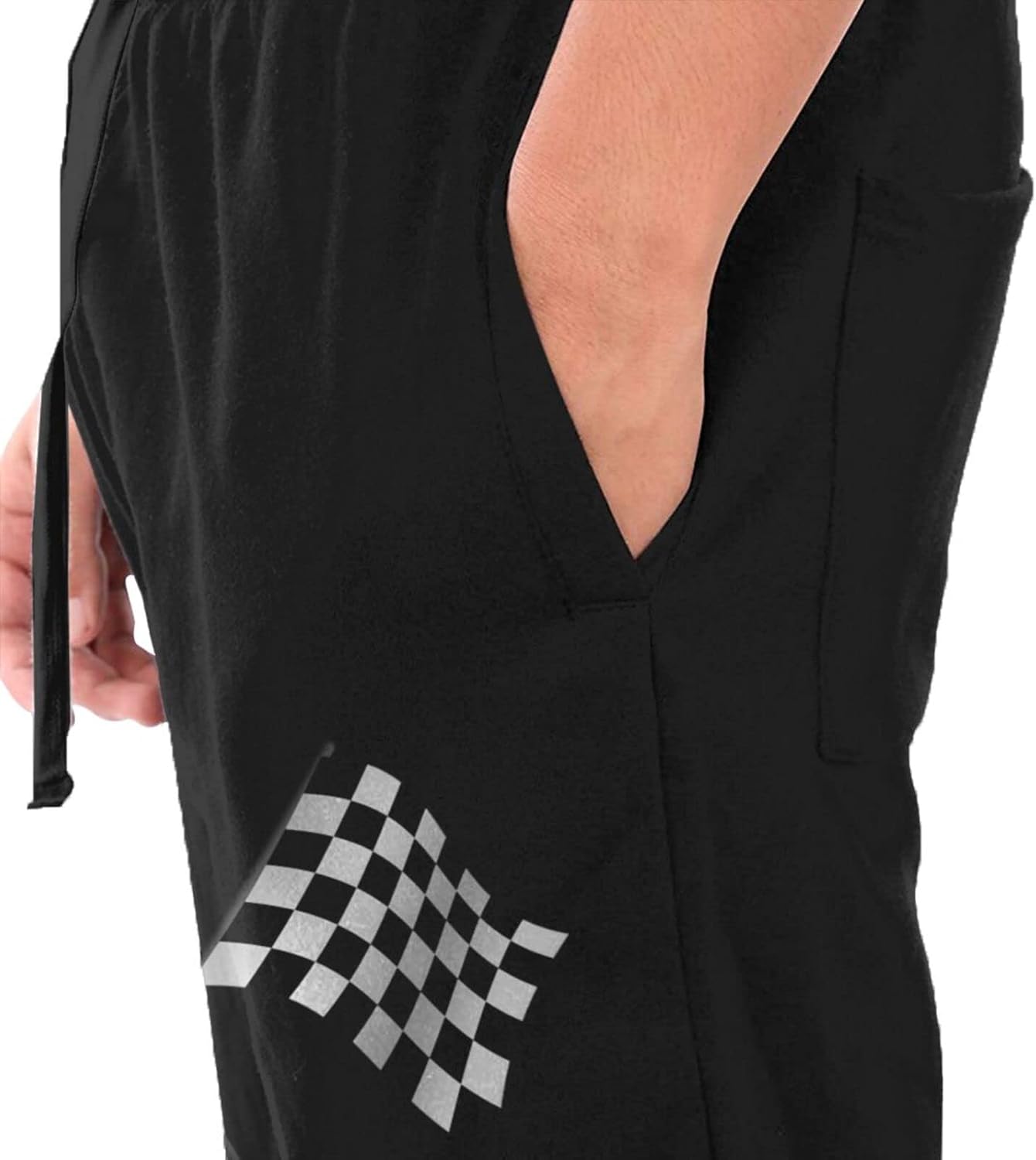 SEAEAGLE Checkered Flags Race Car Flag Men's Pants Jogger Sweatpants Sports Training Running Cotton Adjustable Pockets