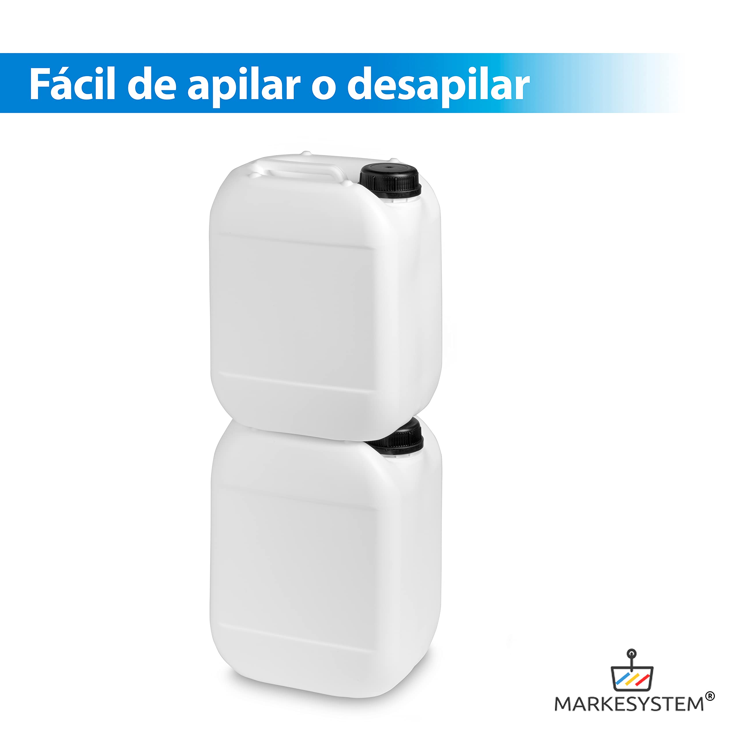 Bidon plastique HPDE (10 litres) Pack de 2 unités + Kit étiqueté - Filetage large - Homologué ADR - Empilable. Convient pour un usage alimentaire. Réservoir liquide et chimique.