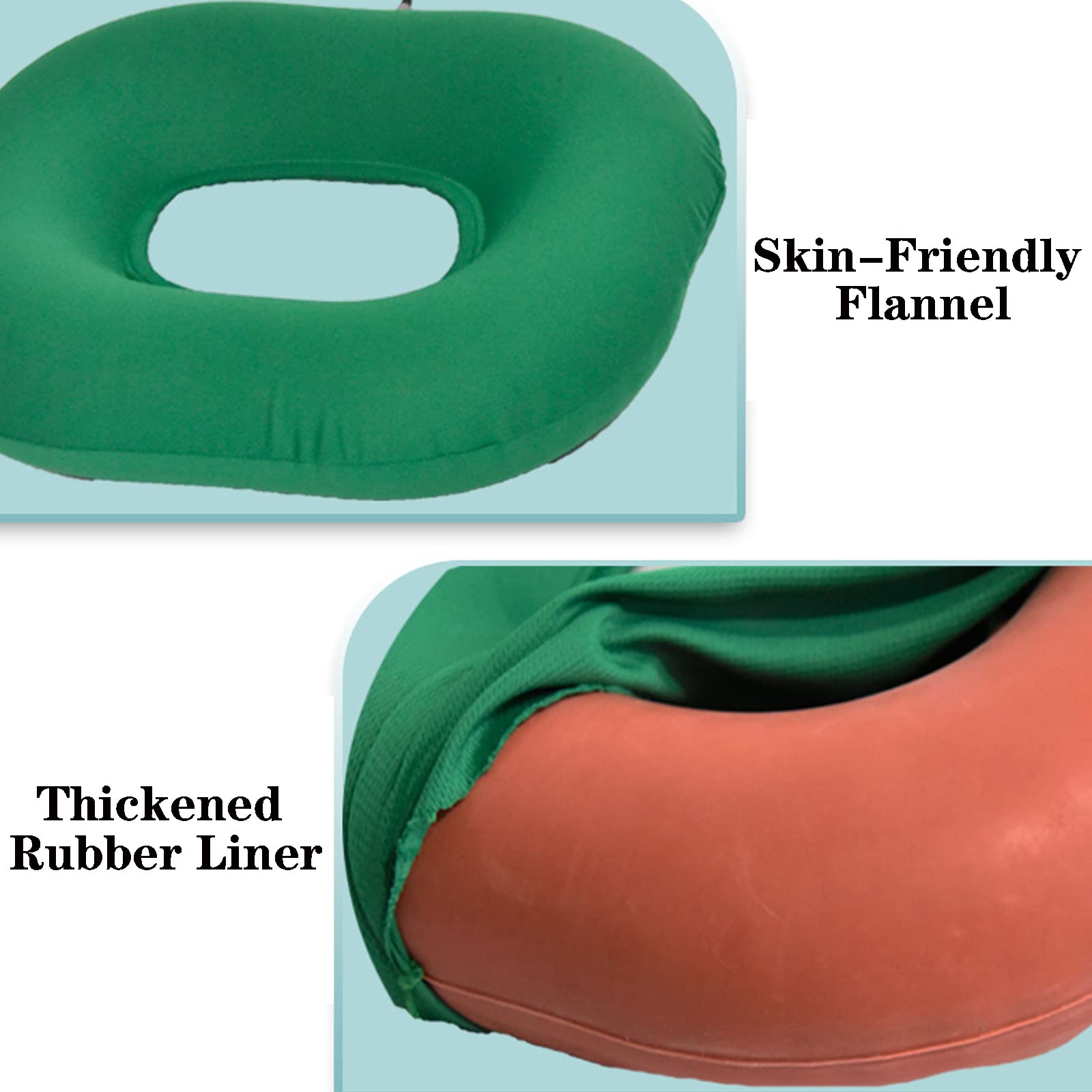 Asiento de Dona para hemorroides, cojín de Dona de Anillo Inflable para hemorroides de Alivio de presión, posnatal, cirugía, Silla de Ruedas (Bomba de Aire incluida), Verde (Verde) (Verde)