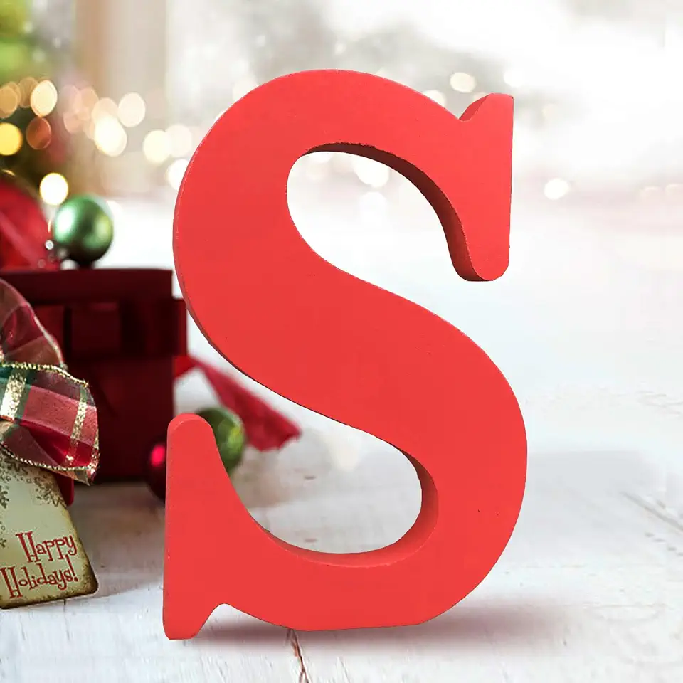 Chic Red Wood Letter 'S'